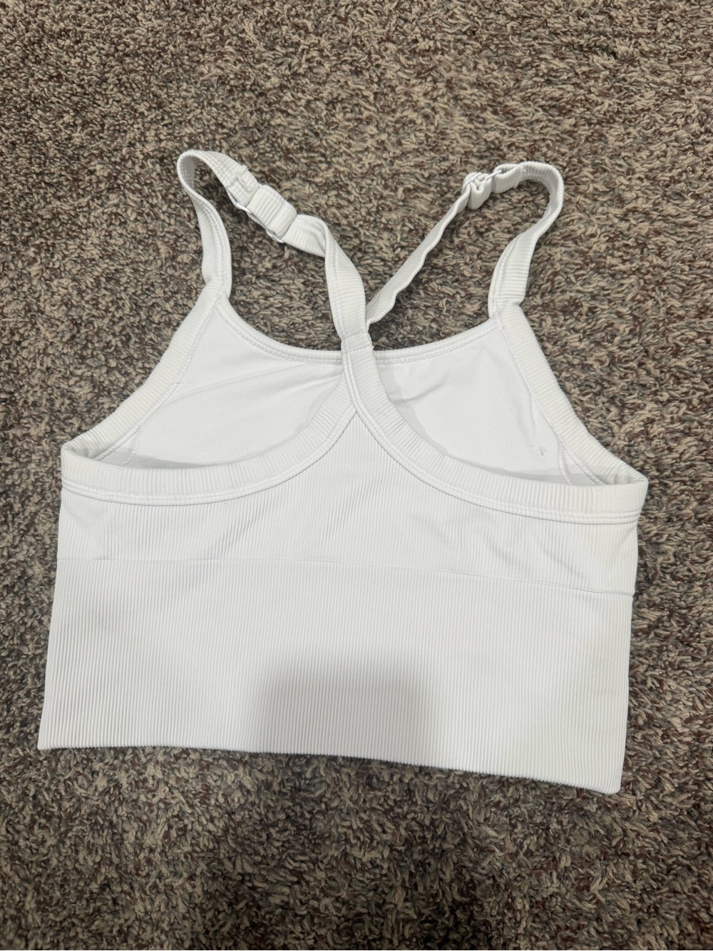 ALO Yoga White Ribbed Longline Strappy Sports Bra - Picture 2 of 3